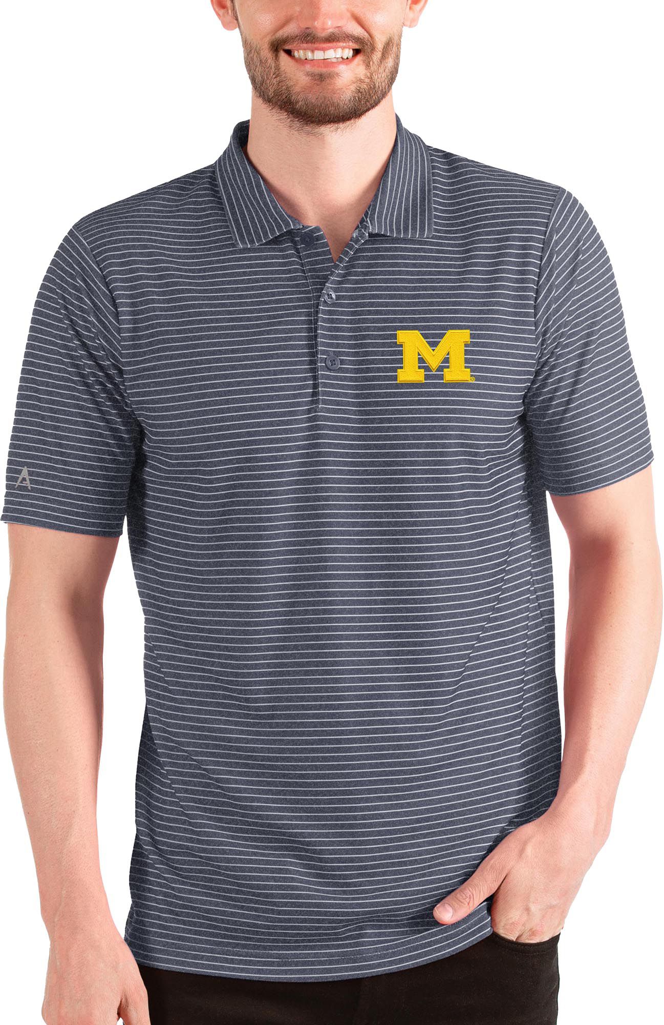 Antigua Men's Michigan Wolverines Navy Esteem Polo