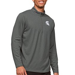 Antigua Men's Michigan State Spartans Charcoal Heather Epic 1/4 Zip Jacket