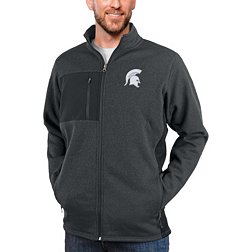 Antigua Men's Michigan State Spartans Charcoal Heather Course Full Zip Jacket