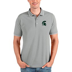 Antigua Men's Michigan State Spartans Heather Grey and White Affluent Polo