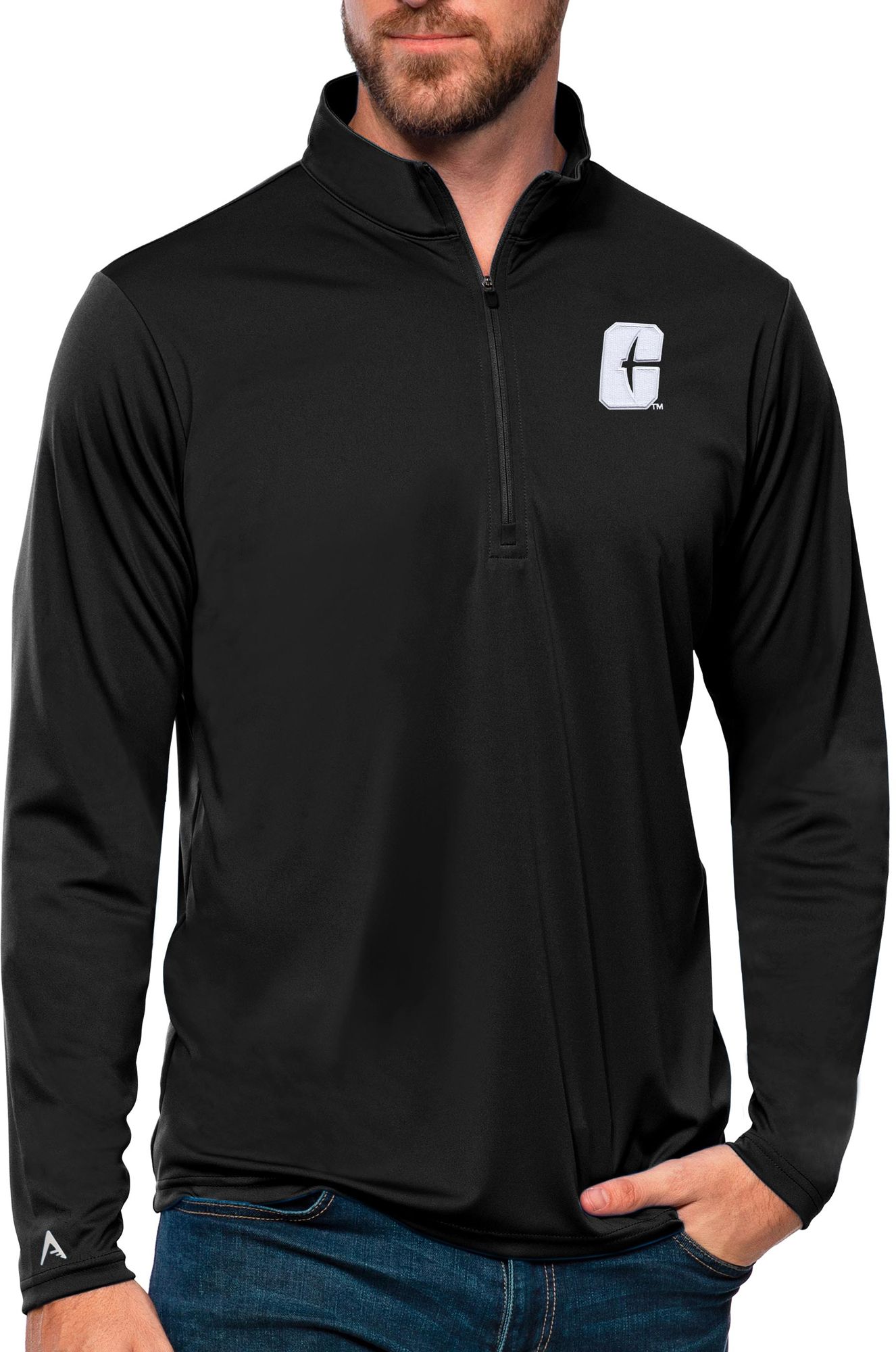 Antigua Men's Charlotte 49ers Black Tribute Quarter-Zip Shirt