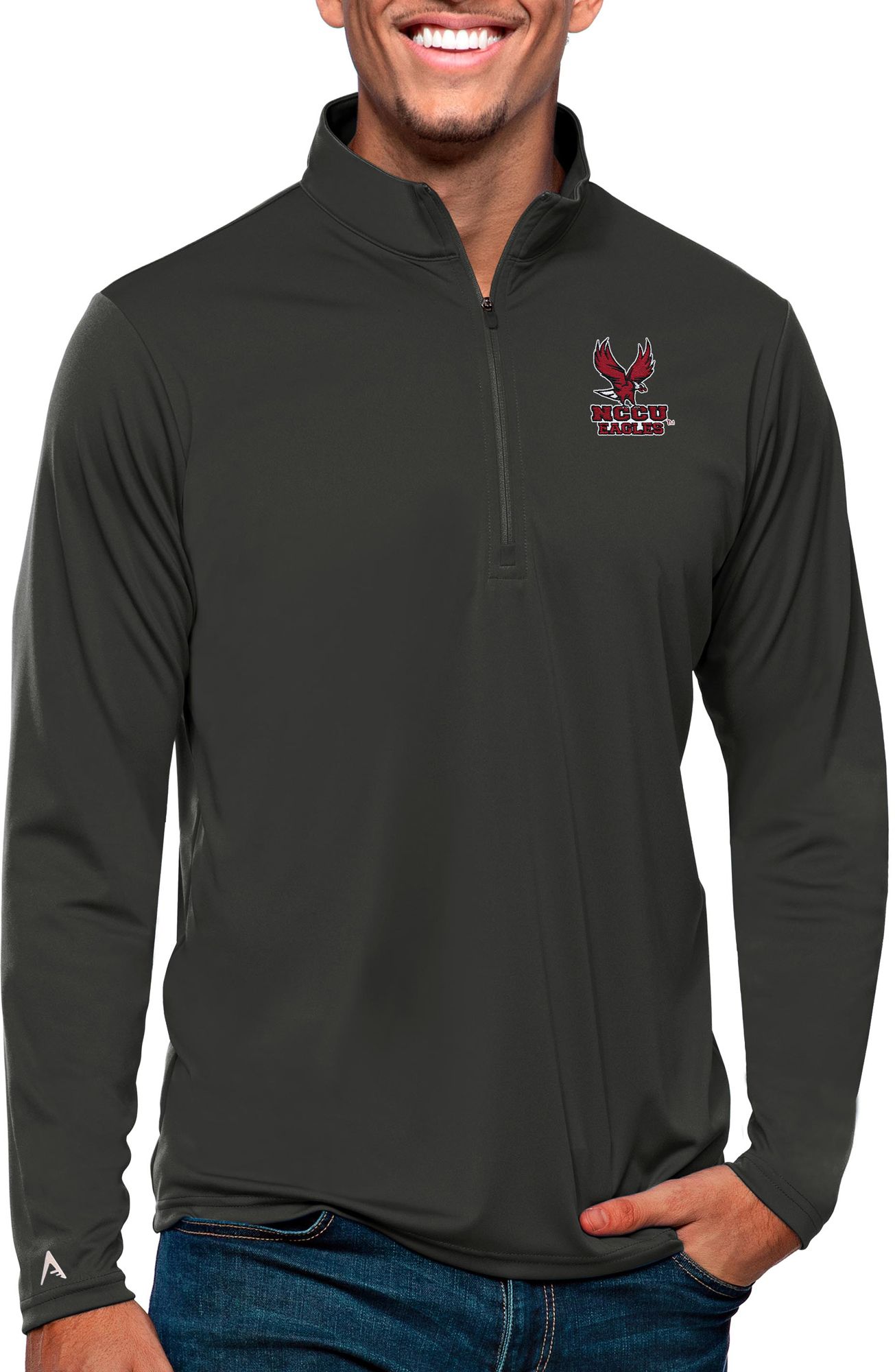 Antigua Men's North Carolina Central Eagles Smoke Tribute 1/4 Zip Jacket