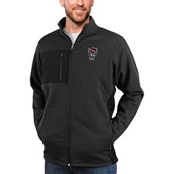 Antigua Men's NC State Wolfpack Black Heather Course Full Zip Jacket