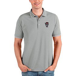 Antigua Men's NC State Wolfpack Heather Grey and White Affluent Polo