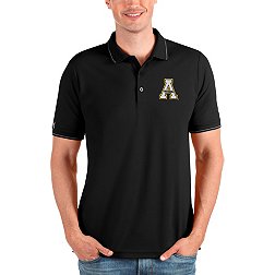 Antigua Men's Appalachian State Mountaineers Black and Silver Affluent Polo