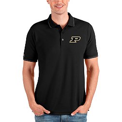 Antigua Men's Purdue Boilermakers Black and Silver Affluent Polo