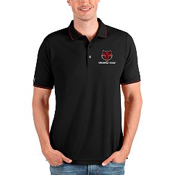 Antigua Men's Arkansas State Red Wolves Black and Red Affluent Polo