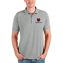 Antigua Men's Arkansas State Red Wolves Grey and White Affluent Polo