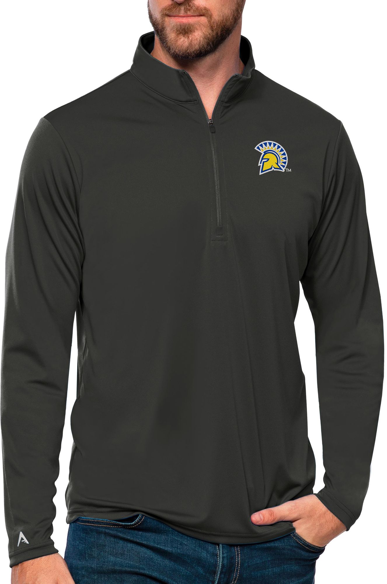 Antigua Men's San Jose State Spartans Smoke Tribute Quarter-Zip Shirt