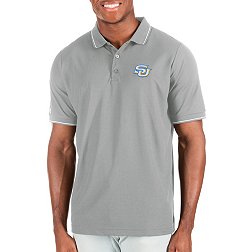 Antigua Men's Southern University Jaguars Grey and White Affluent Polo