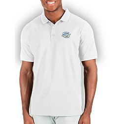 Antigua Men's Southern University Jaguars White and Silver Affluent Polo