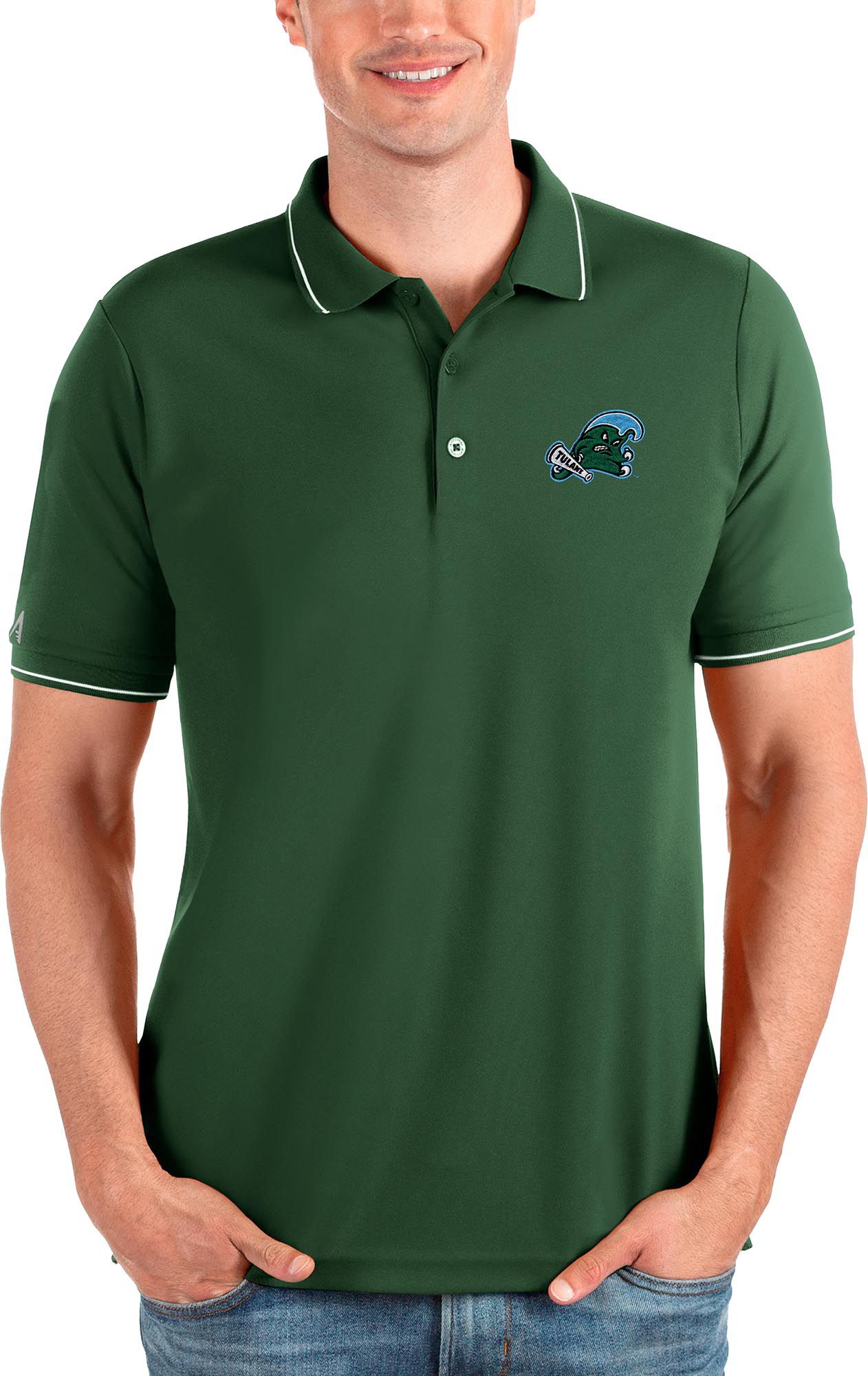 Antigua Men's Tulane Green Wave Pine Affluent Polo