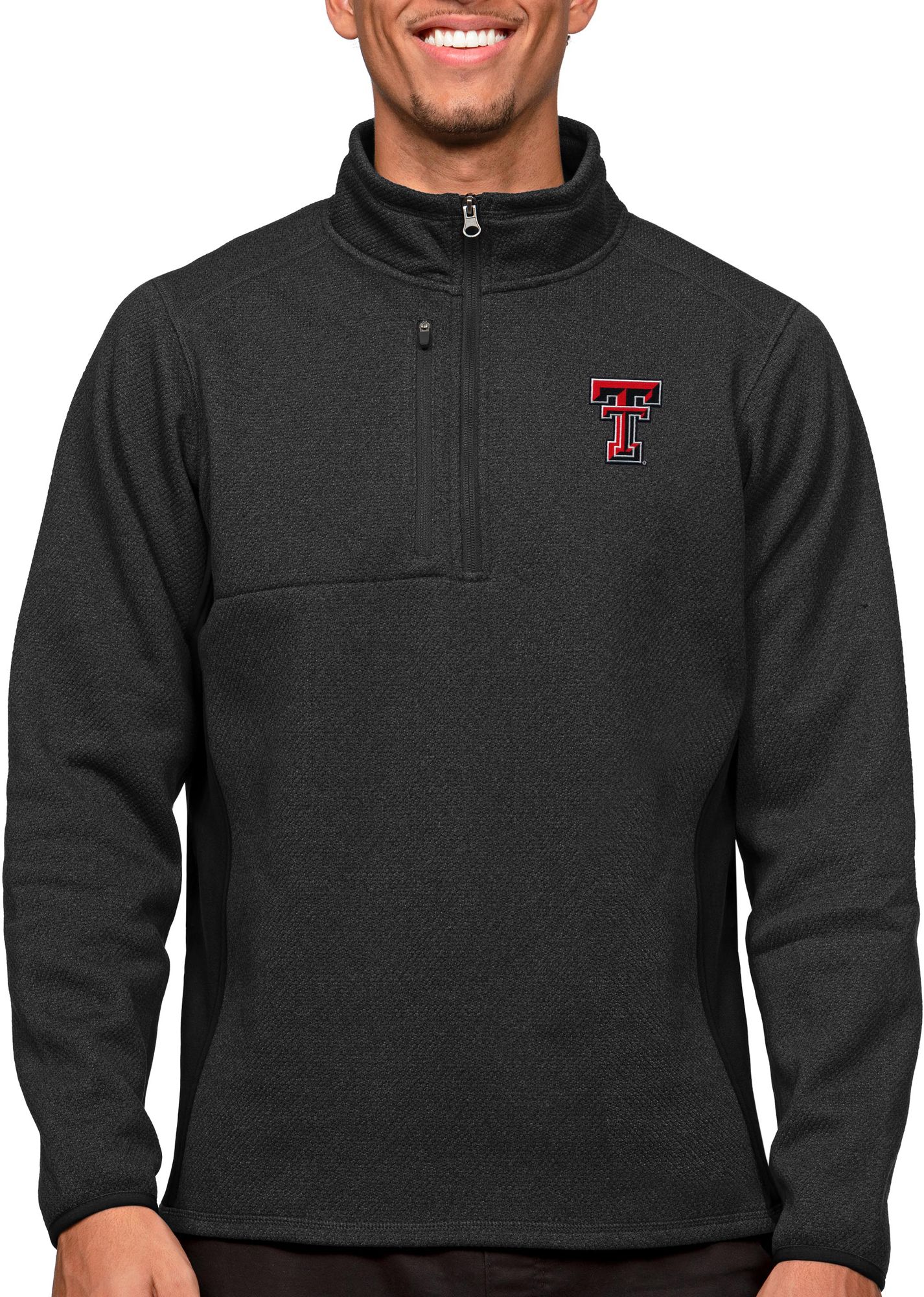 Antigua Men's Texas Tech Red Raiders Black Course 1/4 Zip Jacket