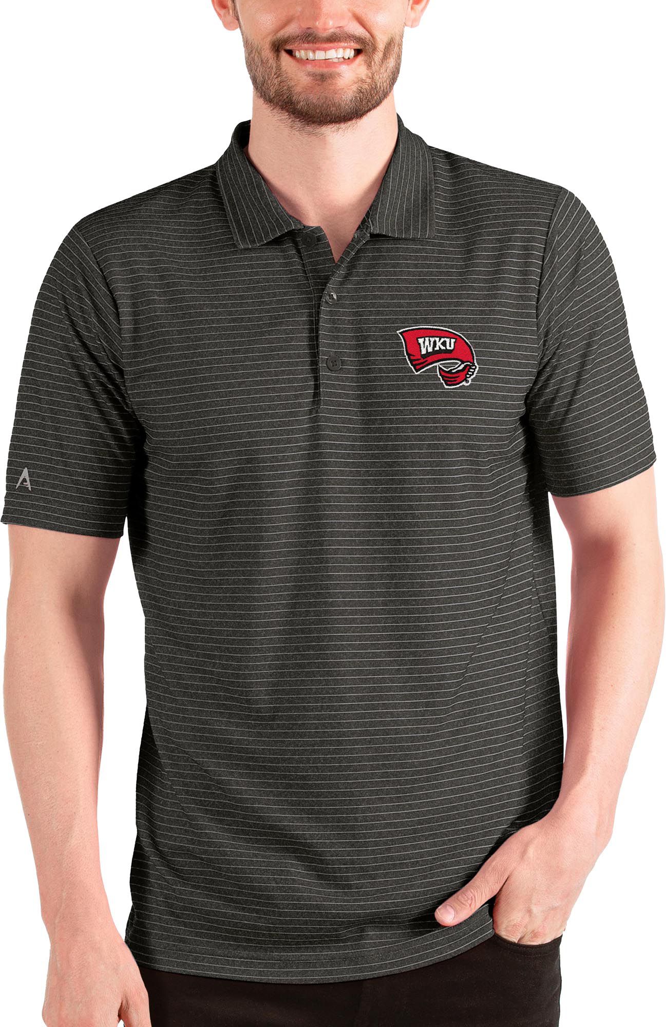 Antigua Men's Western Kentucky Hilltoppers Black Esteem Polo