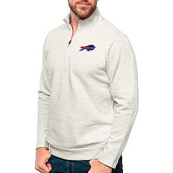 Antigua Buffalo Bills Oatmeal Gambit Quarter-Zip Long Sleeve Pullover T-Shirt
