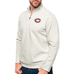 Antigua Chicago Bears Oatmeal Gambit Quarter-Zip Long Sleeve Pullover T-Shirt