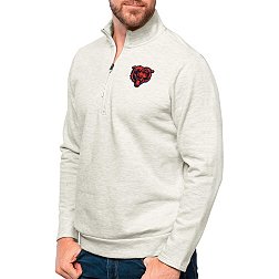 Antigua Chicago Bears Oatmeal Gambit Quarter-Zip Long Sleeve Pullover T-Shirt