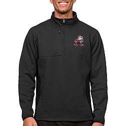 Antigua Cleveland Browns Course Black Heather Quarter-Zip Long Sleeve Pullover T-Shirt