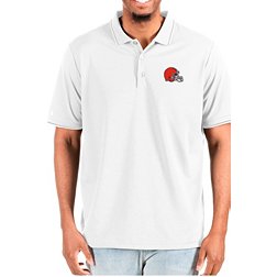 Antigua Men's Cleveland Browns Affluent White/Silver Big & Tall Polo