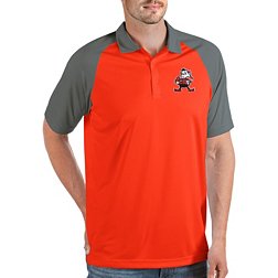 Antigua Men's Cleveland Browns Nova Orange/Grey Polo