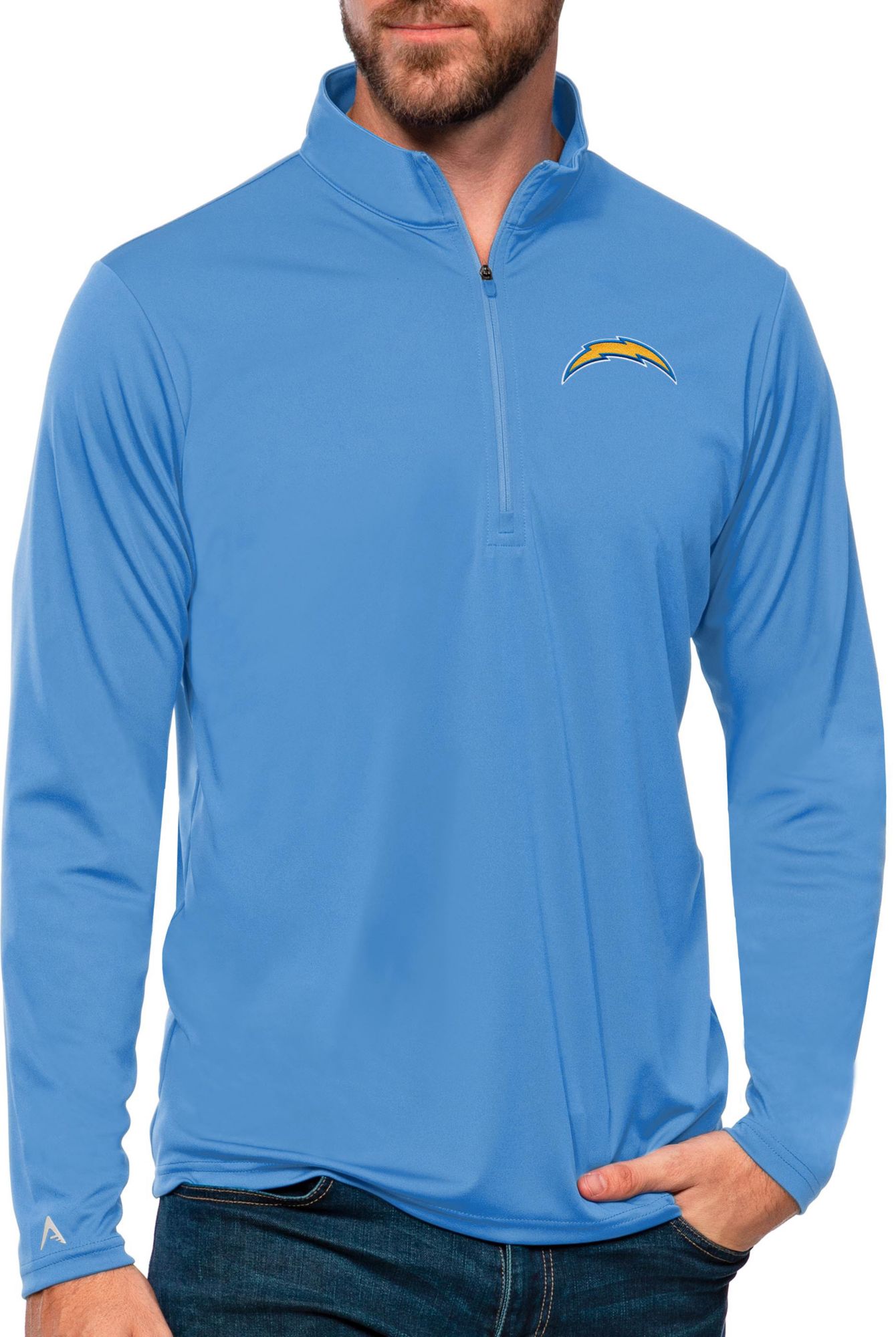 Men's Antigua White Los Angeles Chargers Logo Victory Pullover Hoodie Size: Small