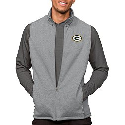 Antigua Green Bay Packers Course Light Grey Heather Vest