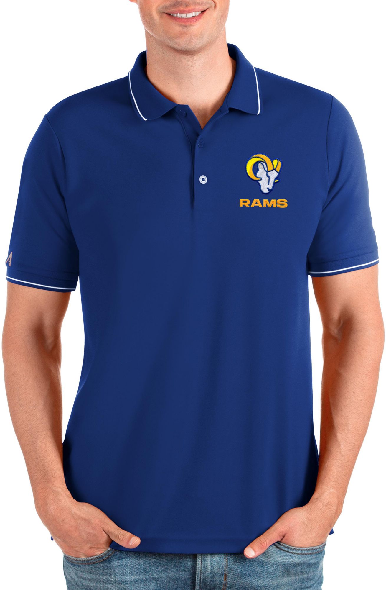 Antigua Apparel / Men's Los Angeles Rams Logo Affluent Royal Polo