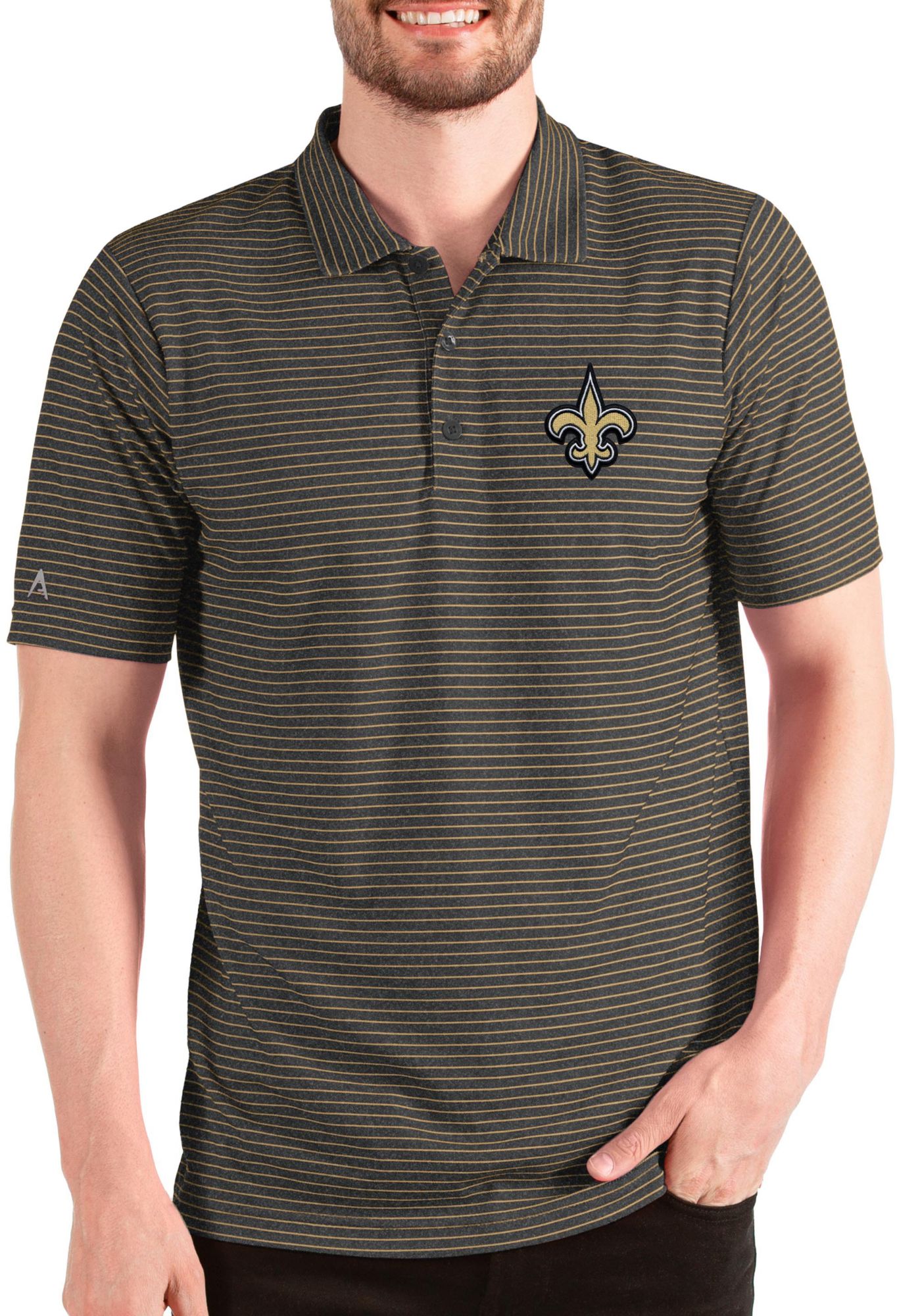 Antigua Men's New Orleans Saints Esteem Black/Gold Polo