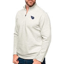 Antigua Tennessee Titans Oatmeal Gambit Quarter-Zip Long Sleeve Pullover T-Shirt