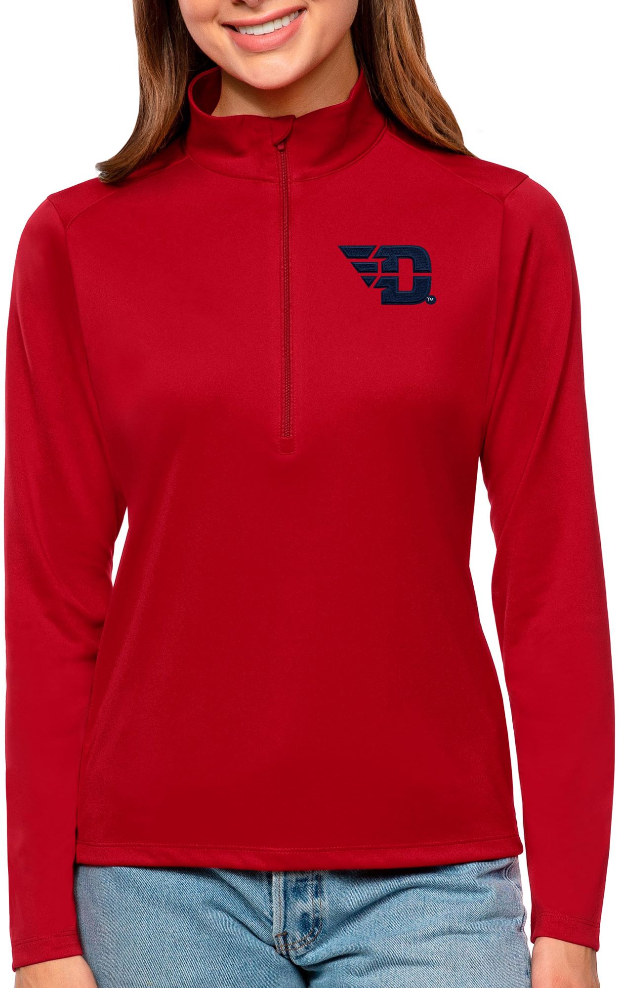 Antigua Women's Dayton Flyers Dark Red Tribute Quarter-Zip Shirt