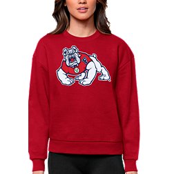 Antigua Women's Fresno State Bulldogs Dark Red Victory Crew Sweatshirt