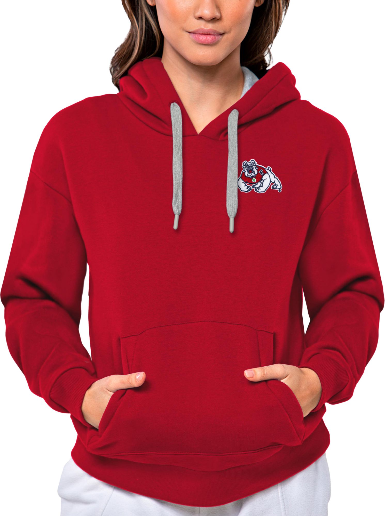 Antigua Women's Fresno State Bulldogs Dark Red Victory Pullover Hoodie