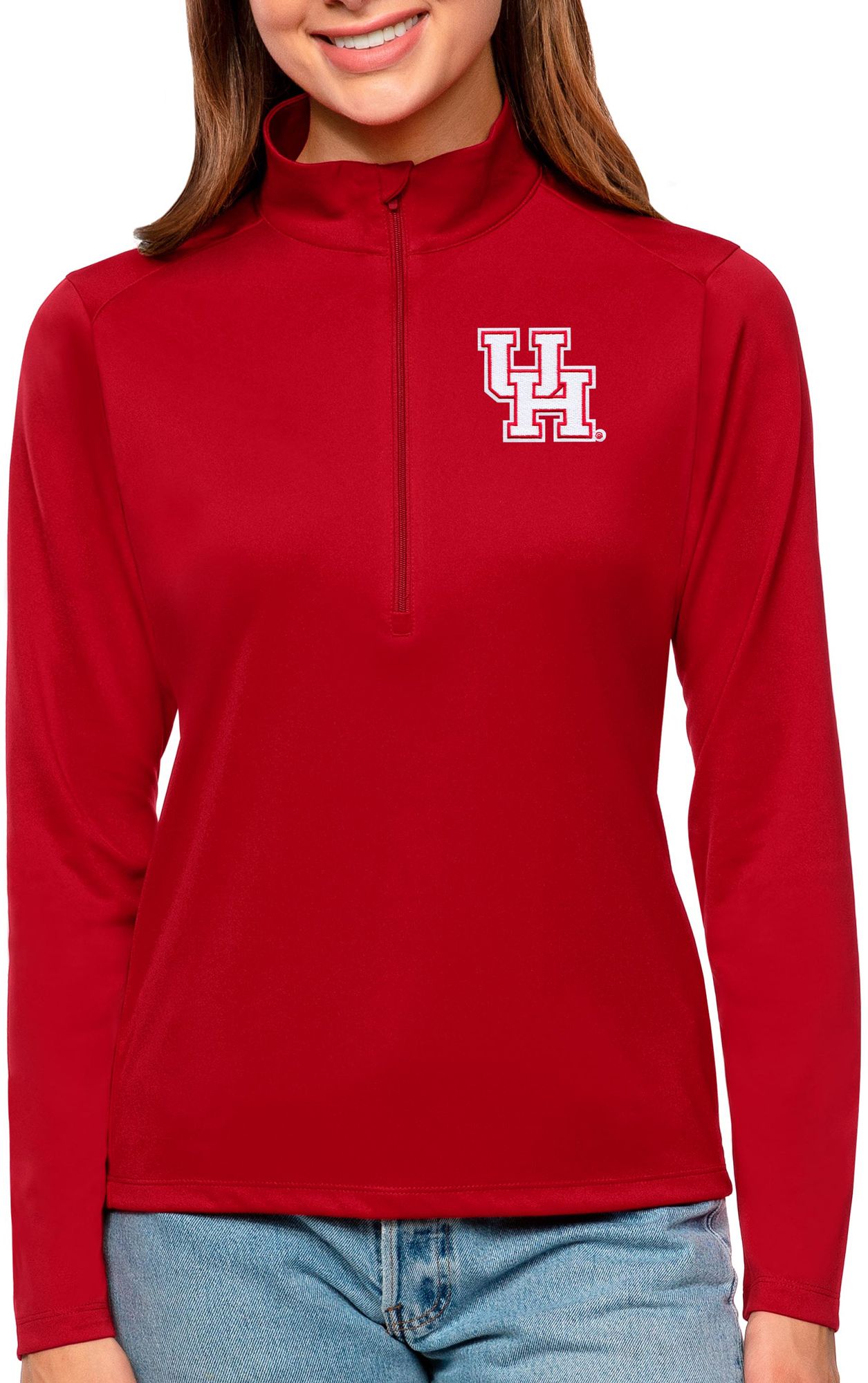 Antigua Women's Houston Cougars Dark Red Tribute Quarter-Zip Shirt