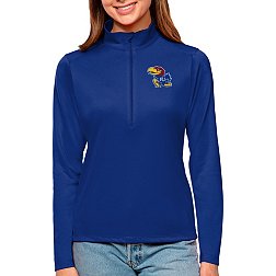 Antigua Women's Kansas Jayhawks Royal Blue Tribute Quarter-Zip Shirt