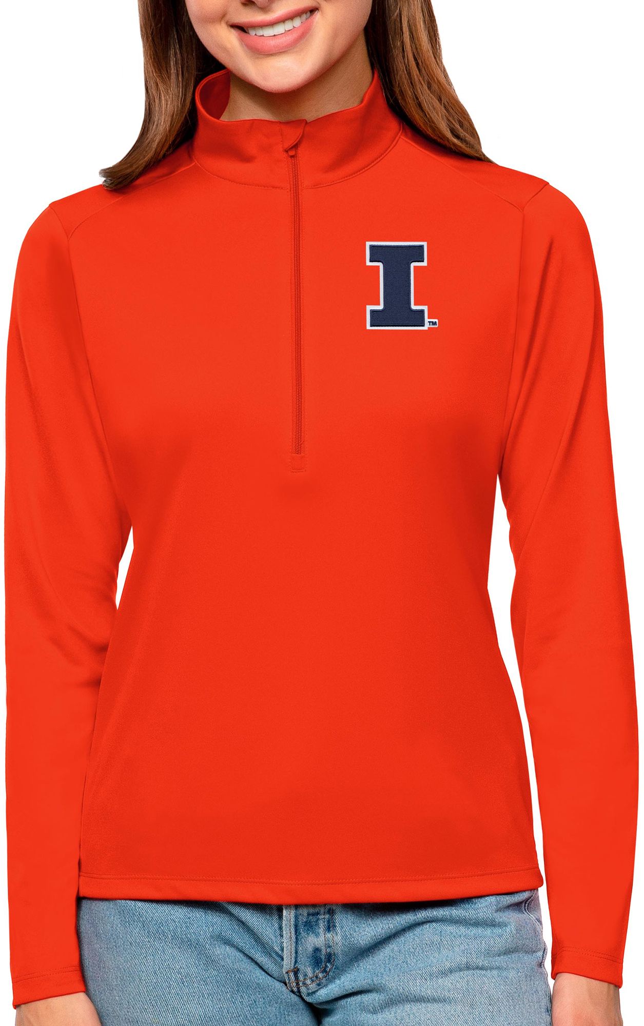 Antigua Women's Illinois Fighting Illini Mango Tribute Quarter-Zip Shirt