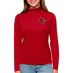 University Of Louisville Cardinals Women's Sweatshirt L Long Hooded Ombré  Red
