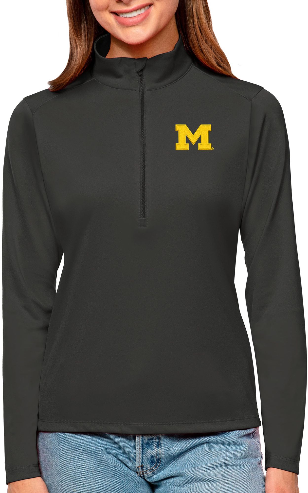 Antigua Women's Michigan Wolverines Smoke Tribute Quarter-Zip Shirt