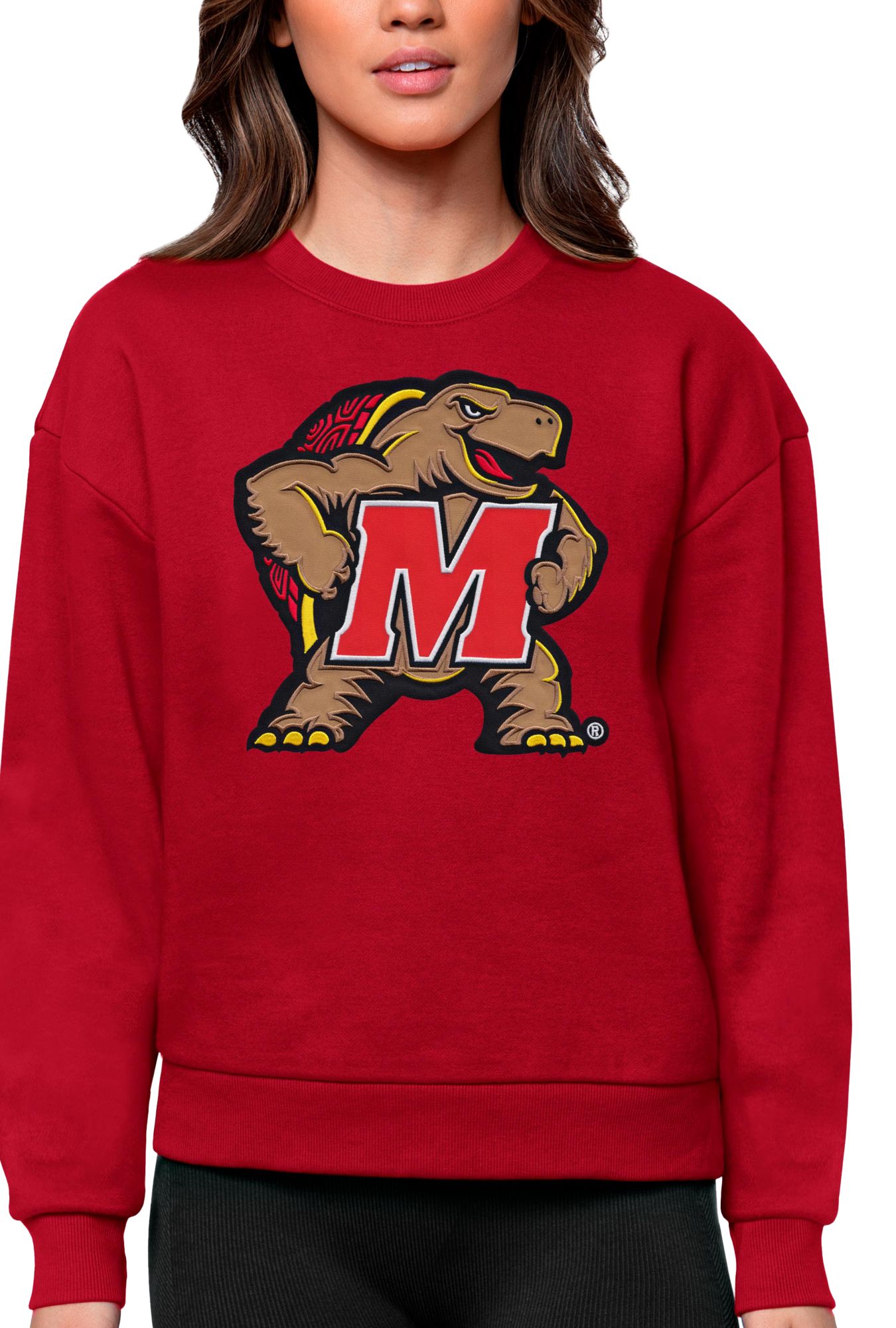 Antigua Women's Maryland Terrapins Dark Red Victory Crew Sweatshirt