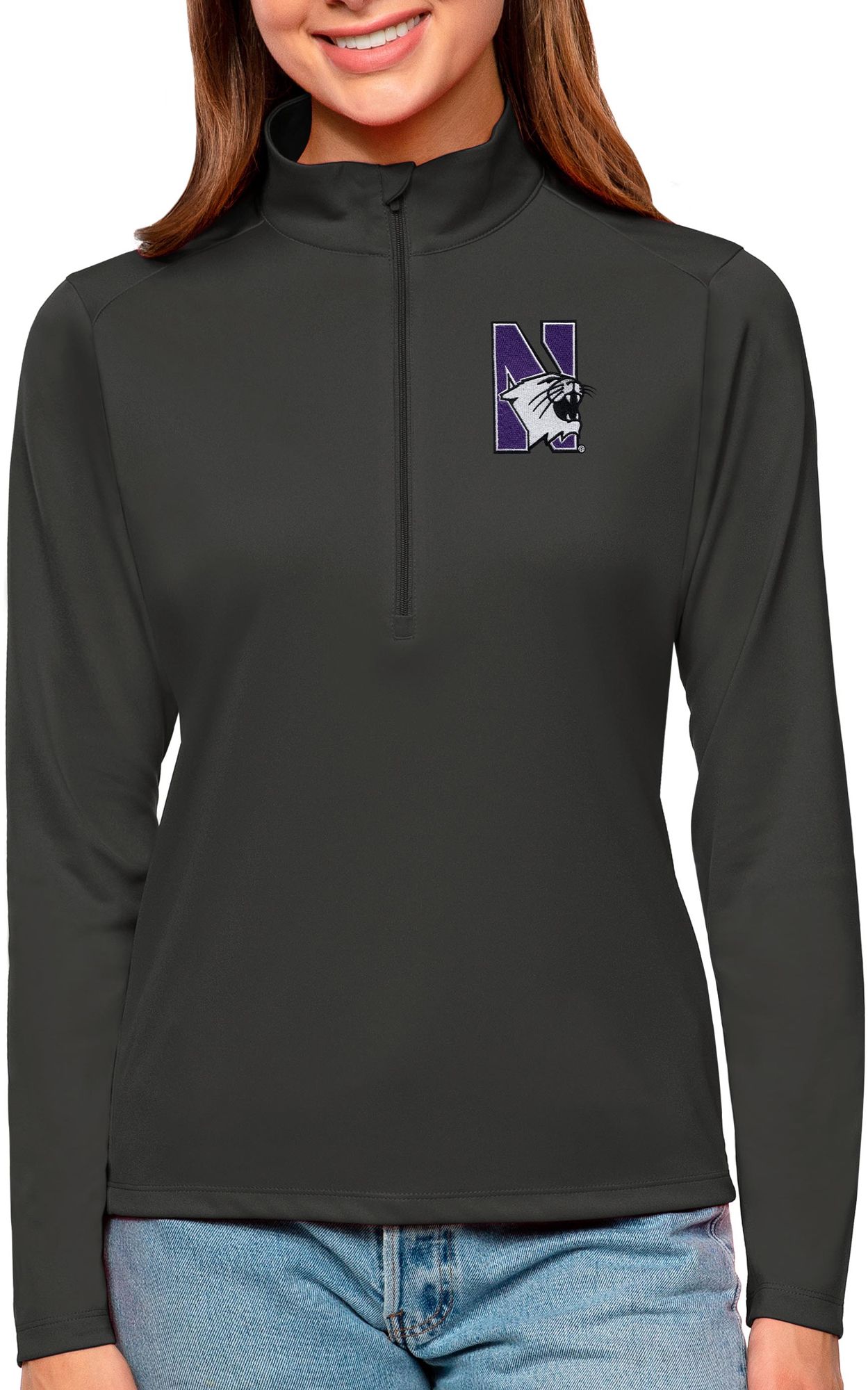 Antigua Women's Northwestern Wildcats Smoke Tribute Quarter-Zip Shirt