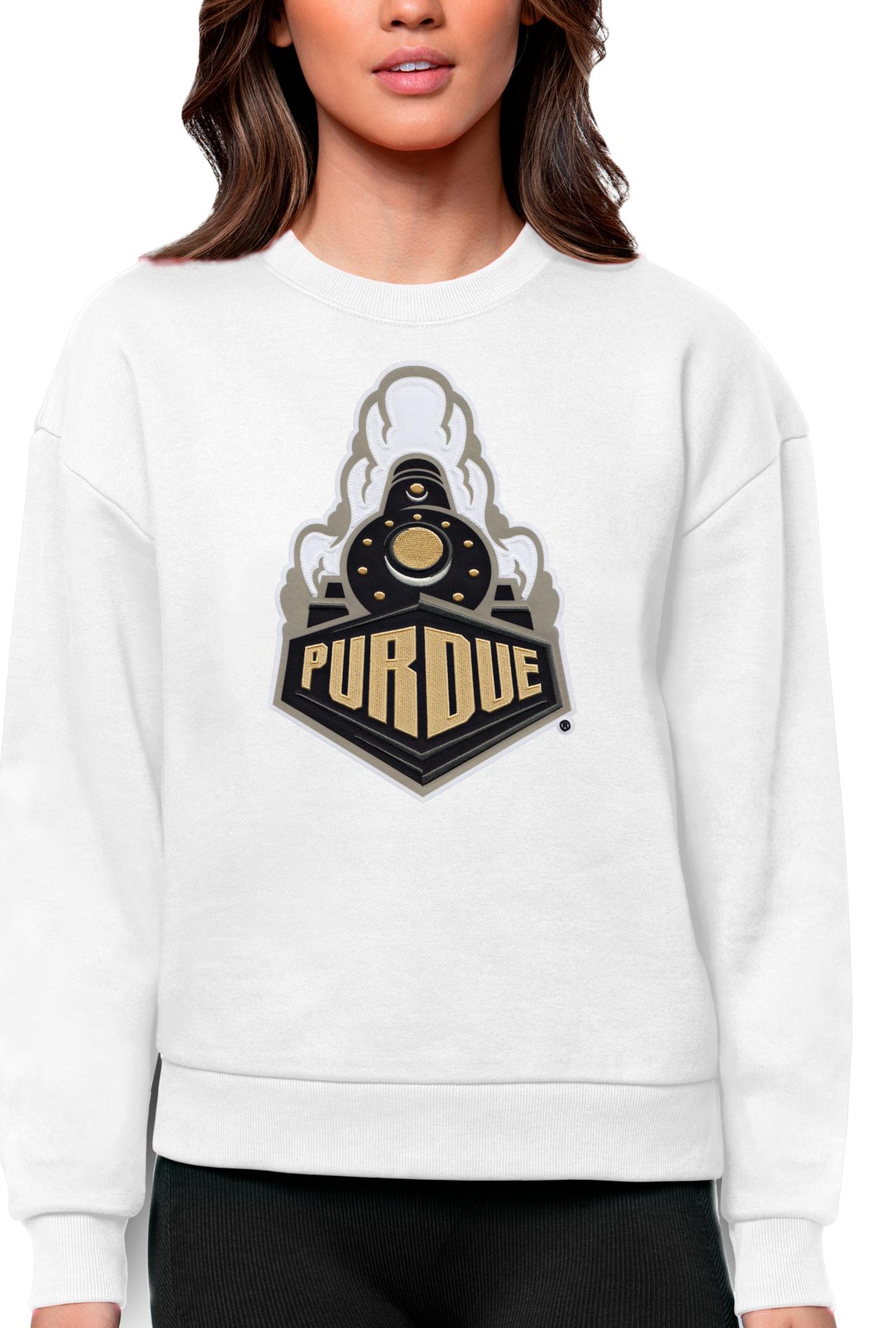 Antigua Women's Purdue Boilermakers White Victory Crew Sweatshirt
