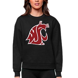Antigua Women's Washington State Cougars Black Victory Crew Sweatshirt