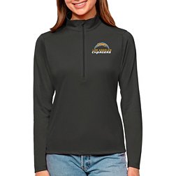 Antigua Women's Los Angeles Chargers Tribute Grey Quarter-Zip Pullover