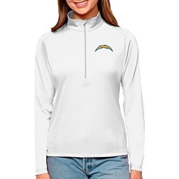 Antigua Women's Los Angeles Chargers Tribute White Quarter-Zip Pullover