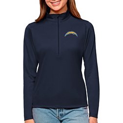 Antigua Women's Los Angeles Chargers Tribute Navy Quarter-Zip Pullover