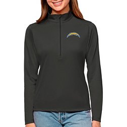 Antigua Women's Los Angeles Chargers Tribute Grey Quarter-Zip Pullover