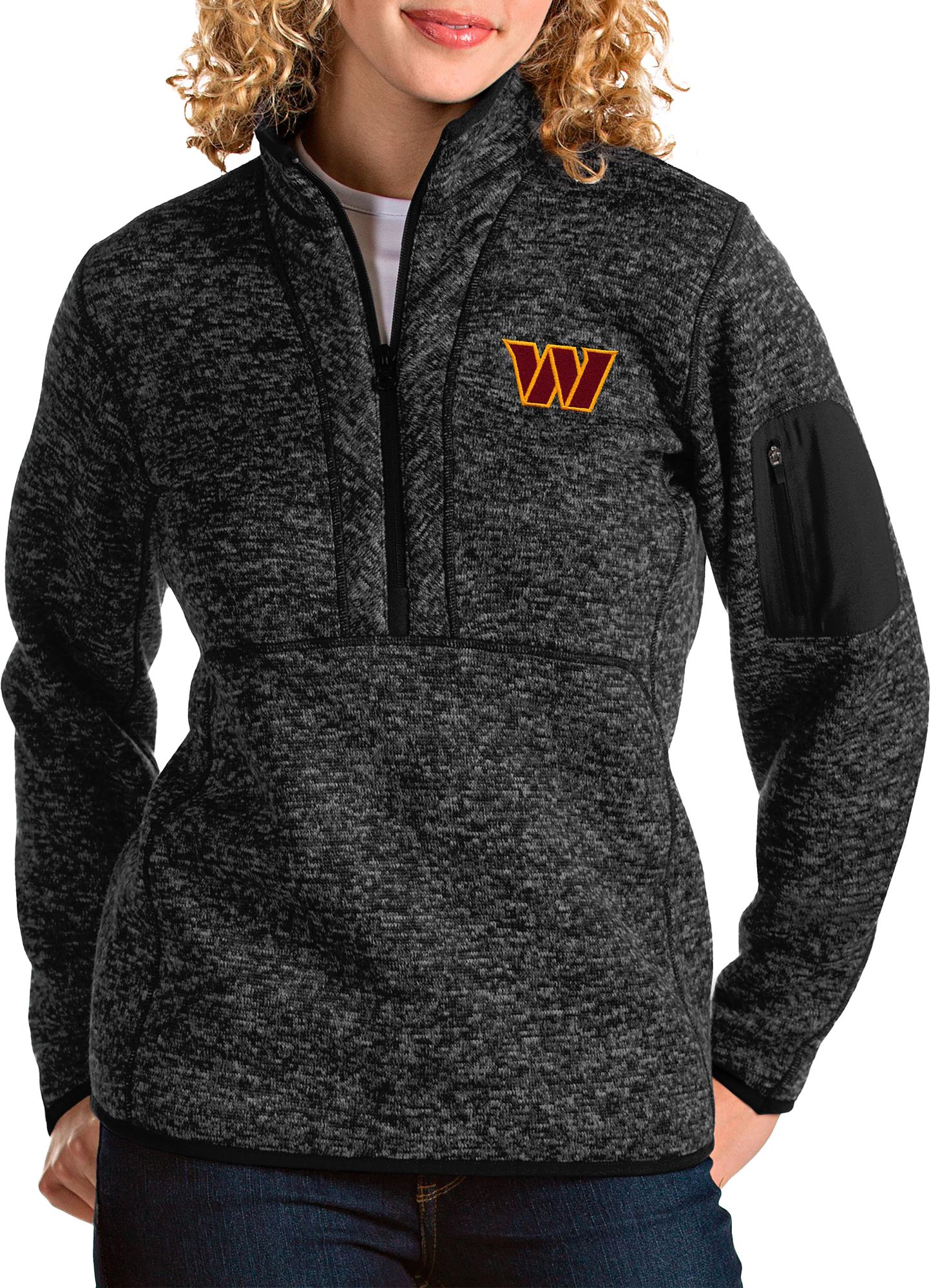 Antigua Women's Washington Commanders Fortune Black Quarter-Zip Pullover Jacket