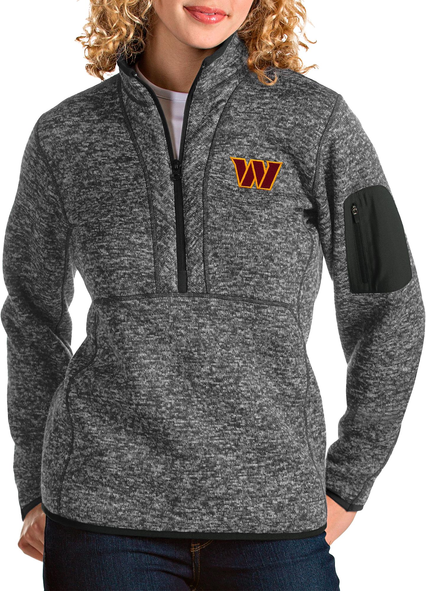 Antigua Women's Washington Commanders Fortune Smoke Quarter-Zip Pullover Jacket
