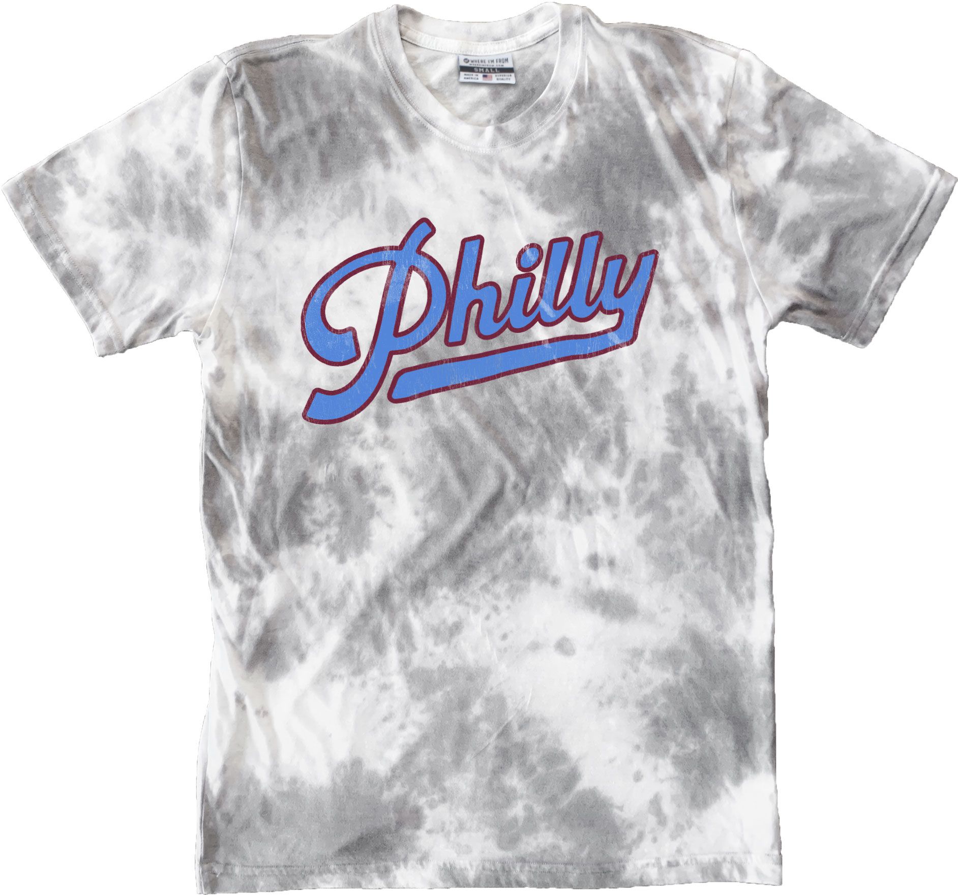 Where I'm From Philadelphia Slant Script Tie Dye T-Shirt, Women's