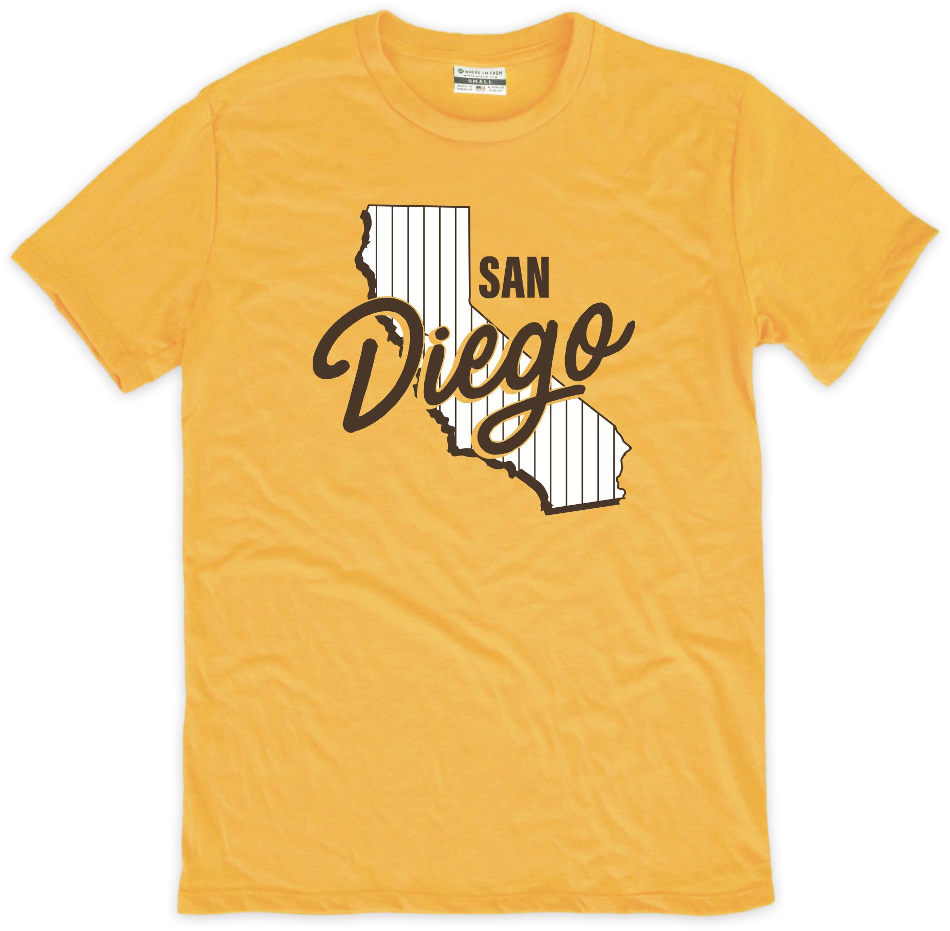 Where I'm From San Diego State Yellow T-Shirt, Men's