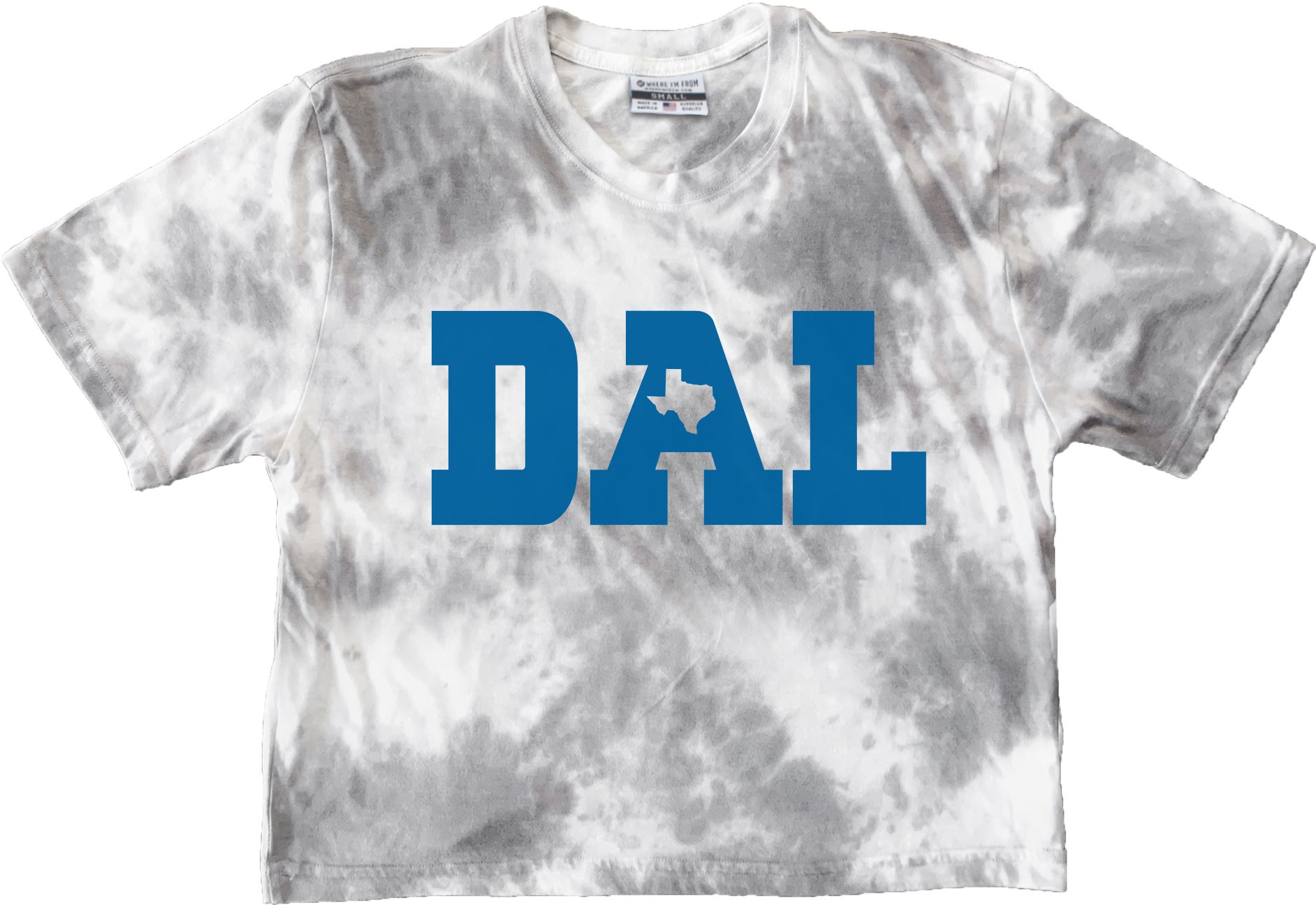 Where I'm From Women's Dallas Tie Dye Block Cropped T-Shirt - White